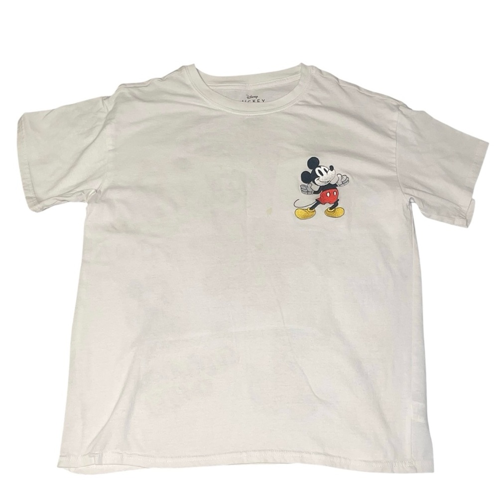Disney White Tee with Small Mickey Mouse Patch